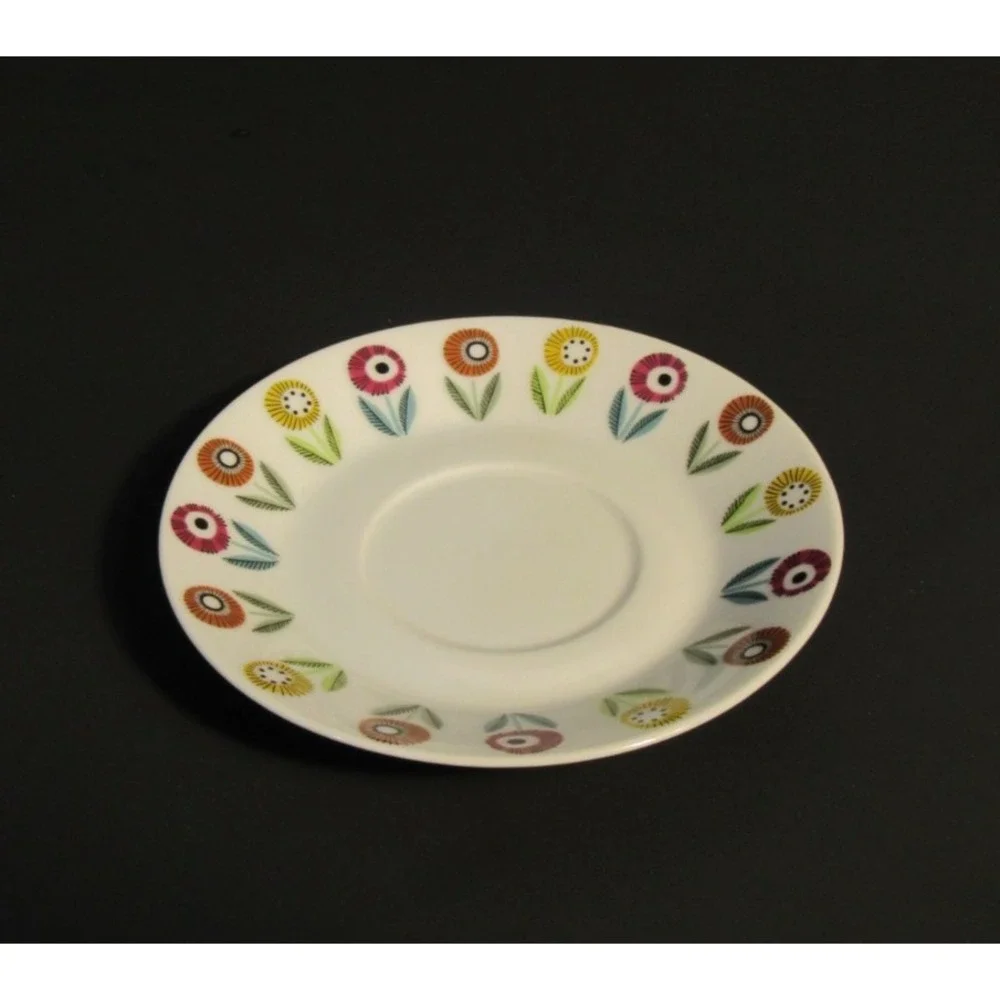 Upsala-Ekeby Karlskrona Sweden Saucer Mid-Century Modern Floral Daisy 6 inch